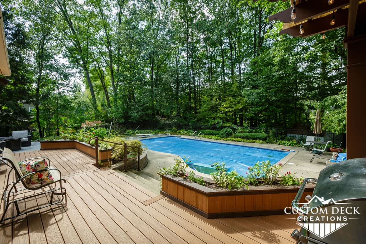 Backyard deck and pool