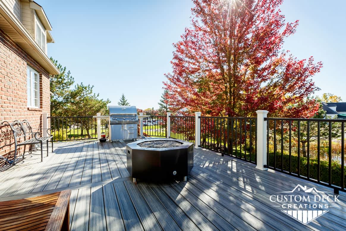 Gas Burning Fire Pit on Trex Deck