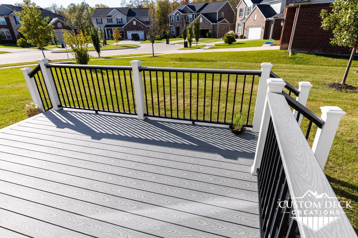 New grey Trex deck with black railing in Canton MI