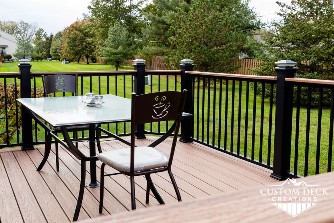 Coffee chair seating on a Trex deck