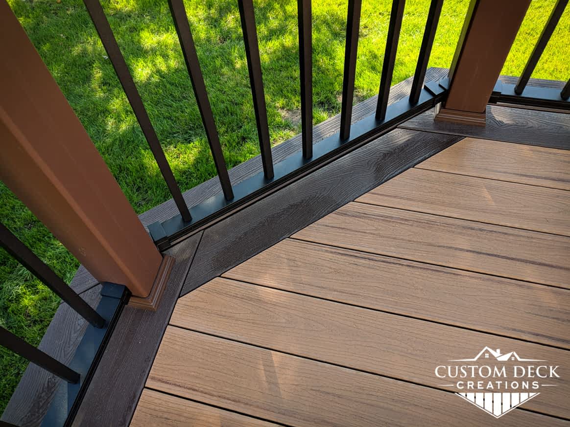Detailed view of the edge perimeter of a backyard deck