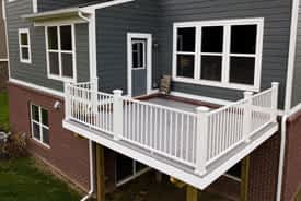 White and grey composite deck built on the back of a home in Cherry Hill, Canton, Michigan