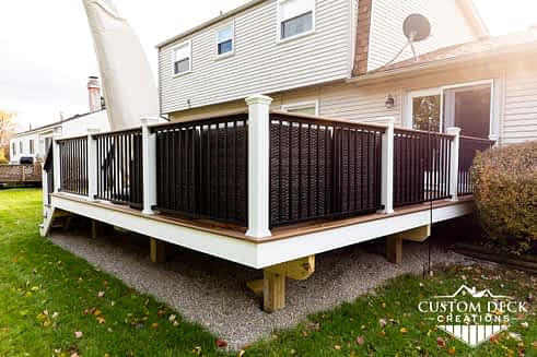 Trex deck with furniture and black railing