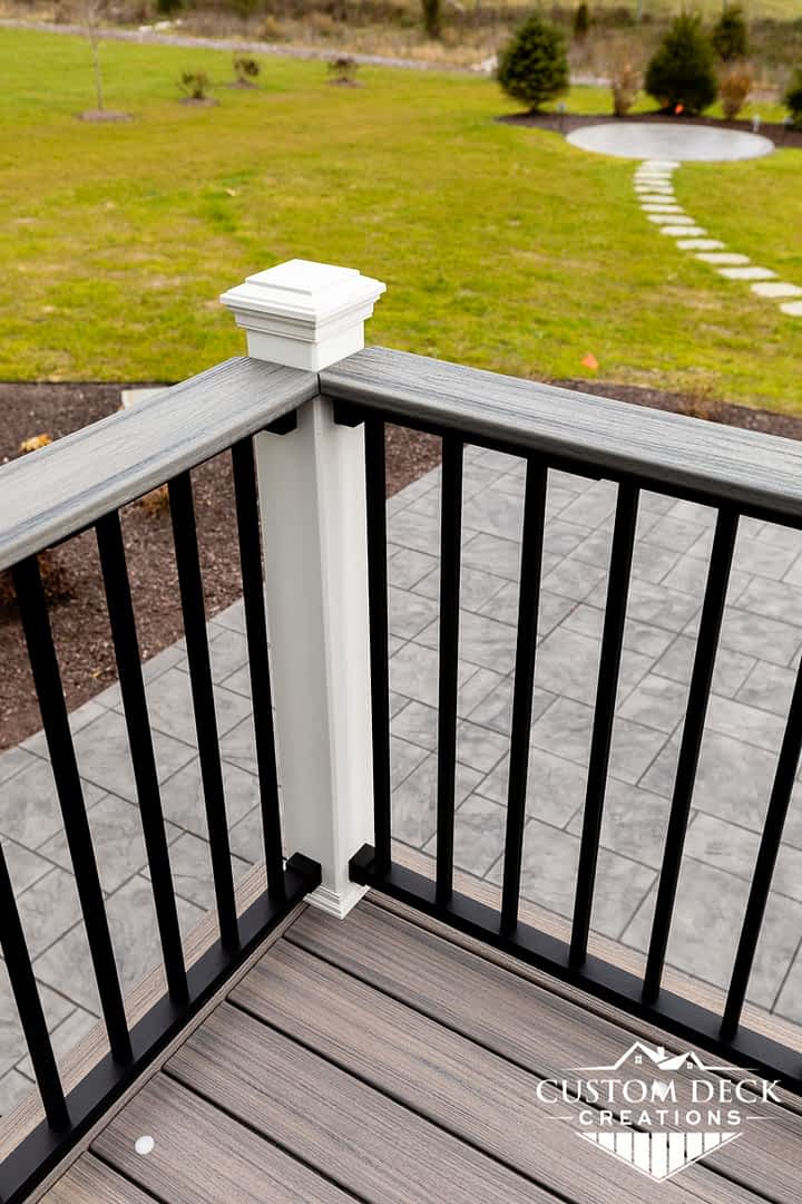 Deck railing post with cocktail board